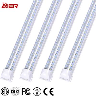 High lumens ETL DLC CE ROHS 4ft 5ft 6ft 8ft led linear led shop light dual row v shape t8 Integrated led tube light